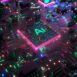 High performance AI microchip with neon lighting